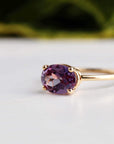 Color Change Sapphire Ring 14K Gold, East West Oval Lab Grown Sapphire Ring, Purple Sapphire Engagement Ring, Alternative Bridal Ring - Melt'm Jewelry