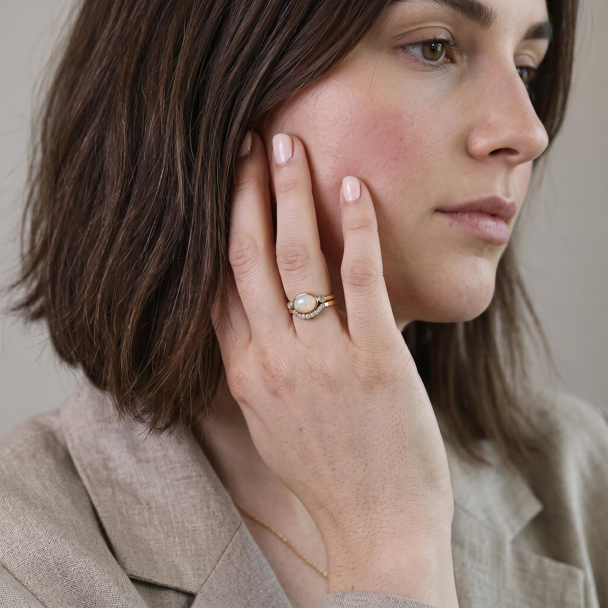 Ethiopian Opal Ring 14k Solid Gold – Diamond &amp; Oval Opal Engagement Ring, Handmade October Birthstone Ring, Anniversary Gift for Her - Melt'm Jewelry