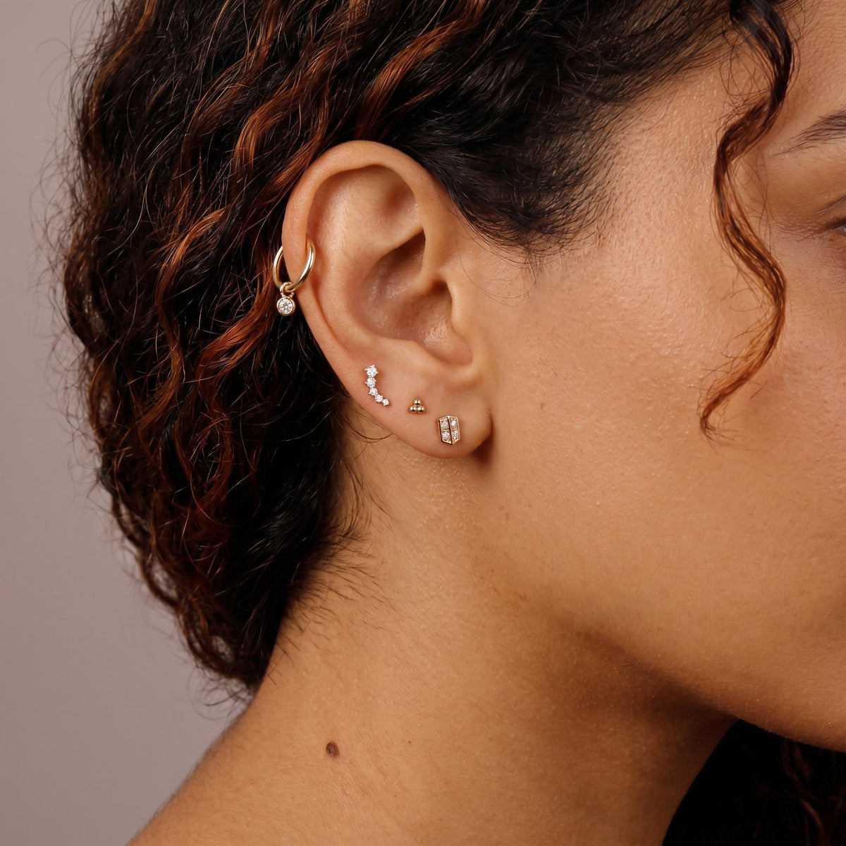 CZ Curved Bar Ear Piercing, Flat Back internally threaded labret studs (SINGLE or PAIR) - Melt'm Jewelry