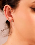 CZ Curved Bar Ear Piercing, Flat Back internally threaded labret studs (SINGLE or PAIR) - Melt'm Jewelry