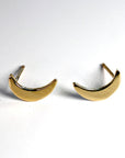 14k Solid Gold Crescent Moon Earrings, Moon Stud Earrings - Melt'm Jewelry