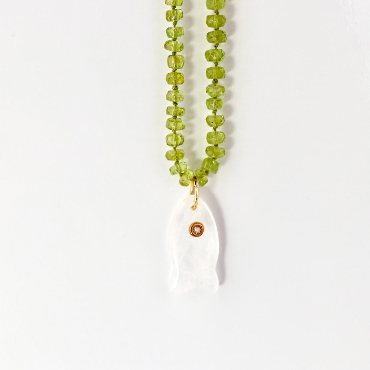 Peridot Rondelle Necklace on Silk, 23" Hand Knotted Strand with Gold Filled Lobster Clasp, August Birthstone - Melt'm Jewelry