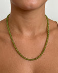 Peridot Rondelle Necklace on Silk, 23" Hand Knotted Strand with Gold Filled Lobster Clasp, August Birthstone - Melt'm Jewelry