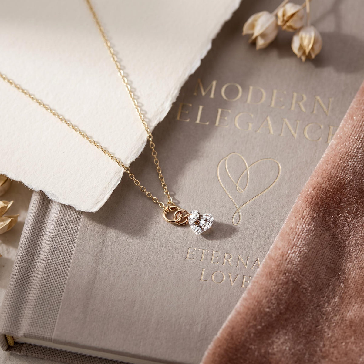 Lab Grown Heart Diamond Necklace, 14K Gold Floating Diamond Pendant, Drilled Heart Shaped Diamond Necklace, Solitaire Gift for Her