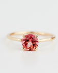Natural Pink Tourmaline Ring, 14K Solid Gold Solitaire Ring, October Birthstone Jewelry, Dainty Pink Gemstone Ring - Melt'm Jewelry