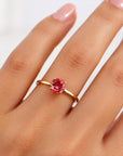 Natural Pink Tourmaline Ring, 14K Solid Gold Solitaire Ring, October Birthstone Jewelry, Dainty Pink Gemstone Ring - Melt'm Jewelry