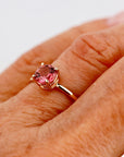 Natural Pink Tourmaline Ring, 14K Solid Gold Solitaire Ring, October Birthstone Jewelry, Dainty Pink Gemstone Ring - Melt'm Jewelry