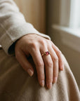 Natural Pink Tourmaline Ring, 14K Solid Gold Half Bezel Ring, East West Baguette Shape Gemstone, October Birthstone, Ready to Ship - Melt'm Jewelry