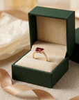 Natural Pink Tourmaline Ring, 14K Solid Gold Half Bezel Ring, East West Baguette Shape Gemstone, October Birthstone, Ready to Ship - Melt'm Jewelry
