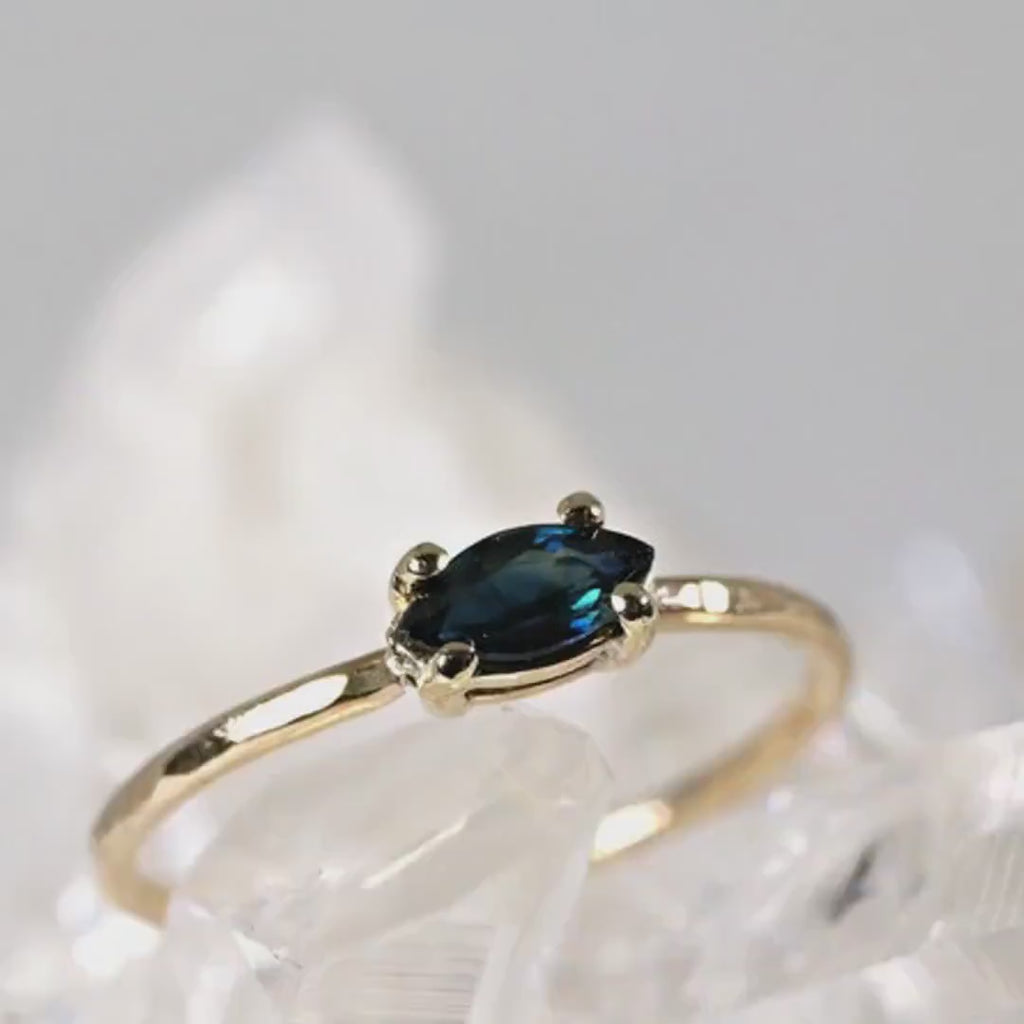Marquise Cut Sapphire Engagement Ring, September Birthstone Ring