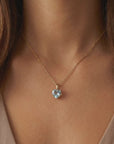 Heart Shape Aquamarine Necklace 14k Solid Gold