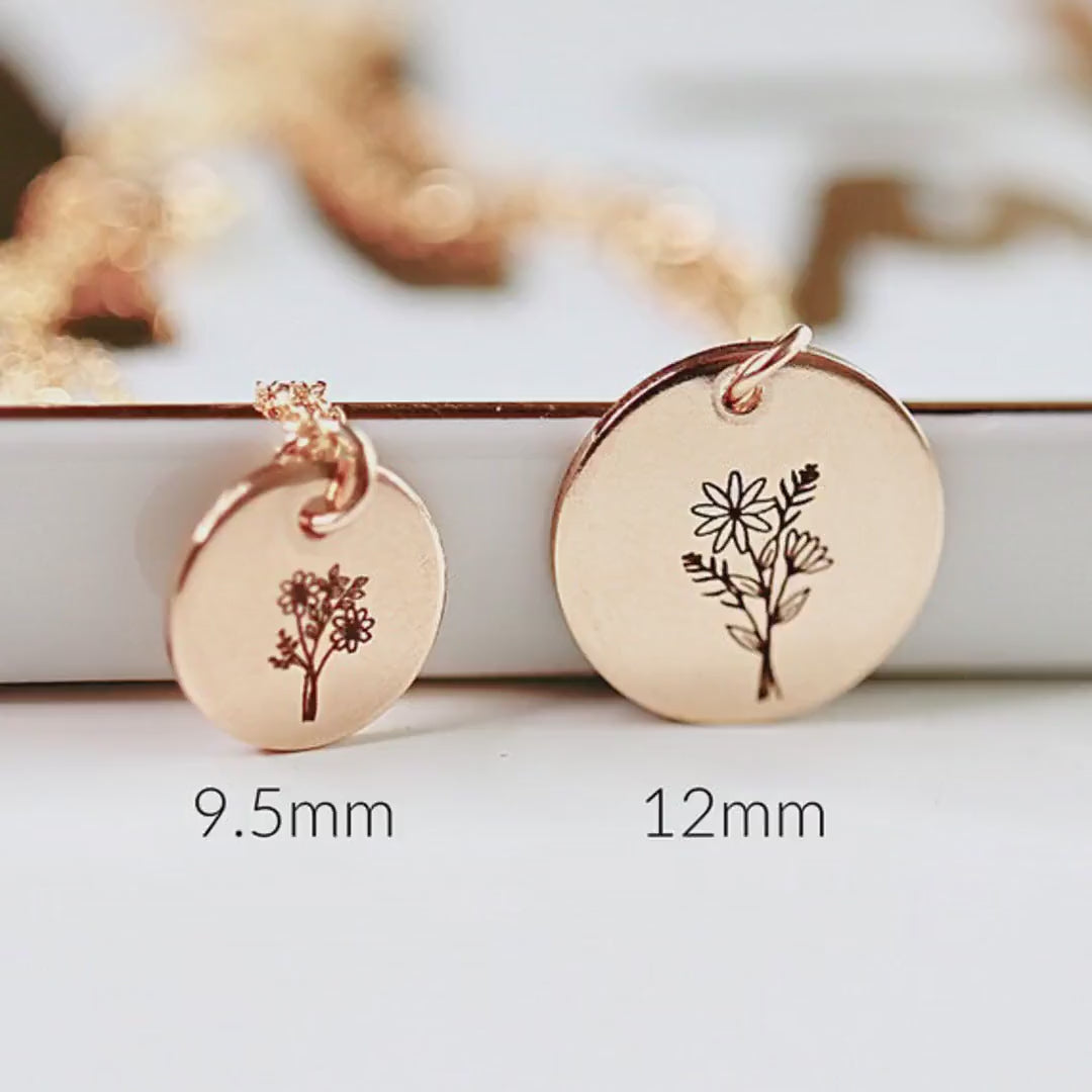 Birth Flower Necklace 14k Gold Filled, Birth Month Necklace