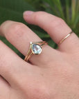 Pear Aquamarine Ring, Bezel Set 14k Gold Ring