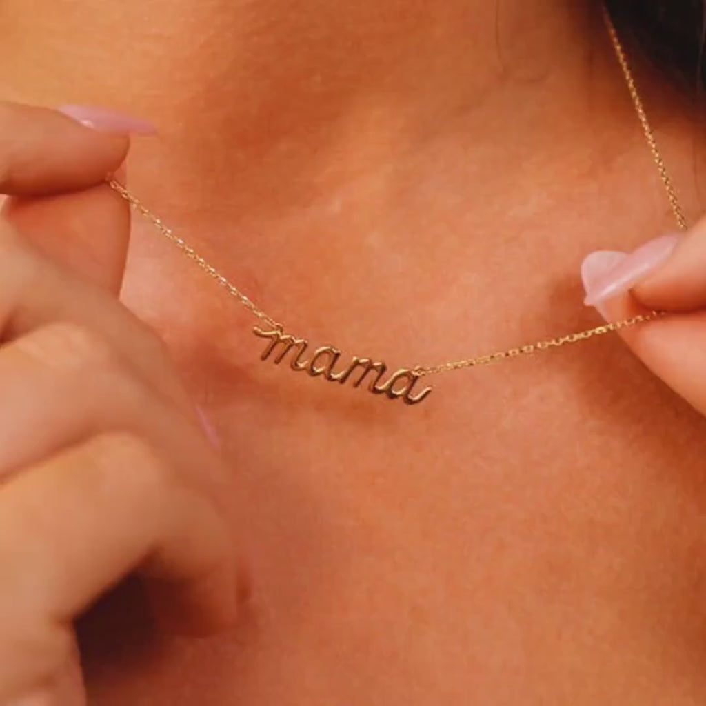 14k Solid Gold Mama Necklace