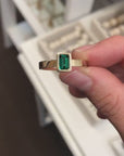Bezel Set Emerald Ring 14k Solid Gold