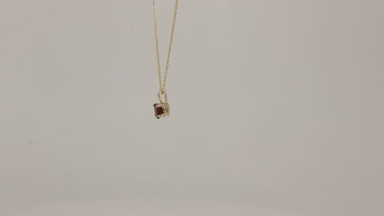 Minimalist Heart Garnet Necklace 14k Solid Gold
