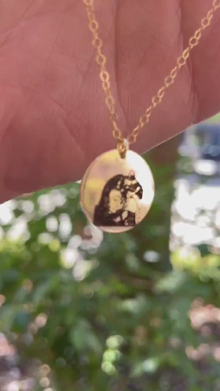 Actual Handwriting Disk Necklace, Kids Name Gold Pendant