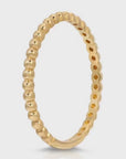 14k Gold Dainty Beaded Ring,  Stacking Midi Ring