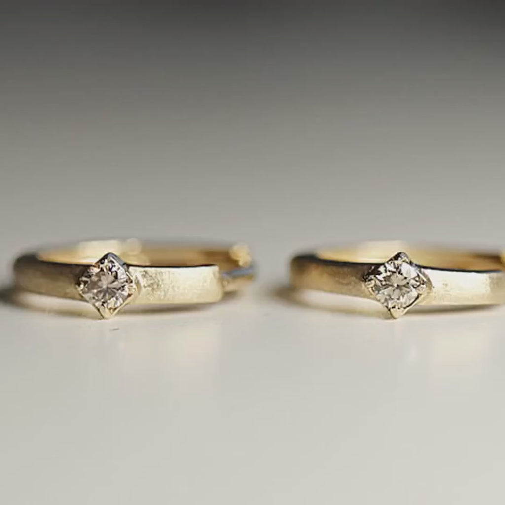 Solitaire Diamond Huggie Earrings