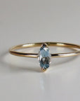Marquise Cut Aquamarine Engagement Ring, 14k Gold March Birthstone Ring