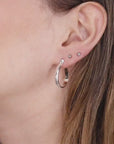 Small Sterling Silver Hoops Earrings, 3/4 Inch Patterned Silver Hoop Earrings