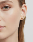 Croissant Flat Back Earrings 14k Solid Gold