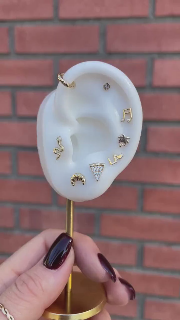 Mini Seashell Stud Earrings 14k Solid Gold