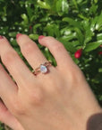 14k Gold Pear Cut Rainbow Moonstone Ring