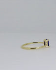 Blue Sapphire Engagement Ring 14k Gold, Emerald Cut Sapphire Ring, Minimalist