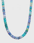 Ethiopian Opal Necklace, Natural Opal Beaded Necklace, Teal Purple Opal Rondelle Necklace, Silk Knotted, 14K Gold Filled