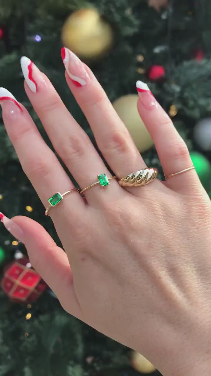 Emerald Engagement Ring 14k Gold