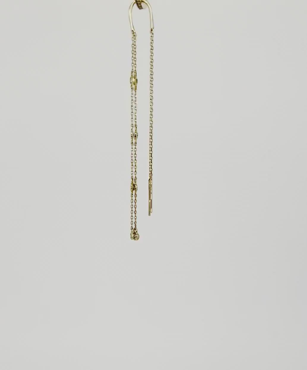 Diamond By The Yard Earrings, 14k Gold Diamond Threader Earrings