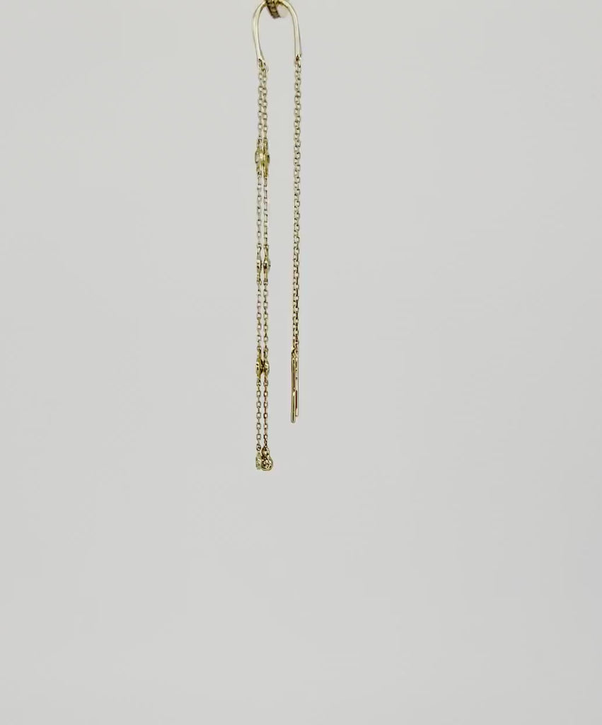 Diamond By The Yard Earrings, 14k Gold Diamond Threader Earrings