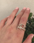Salt and Pepper Diamond Twig Ring