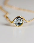 Bezel Set Swiss Blue Topaz Necklace 14k Solid Gold