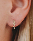Gold Lightning Bolt Stud Earrings