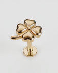 Four Leaf Clover Flat Back Stud 14k Solid Gold (SINGLE OR PAIR)