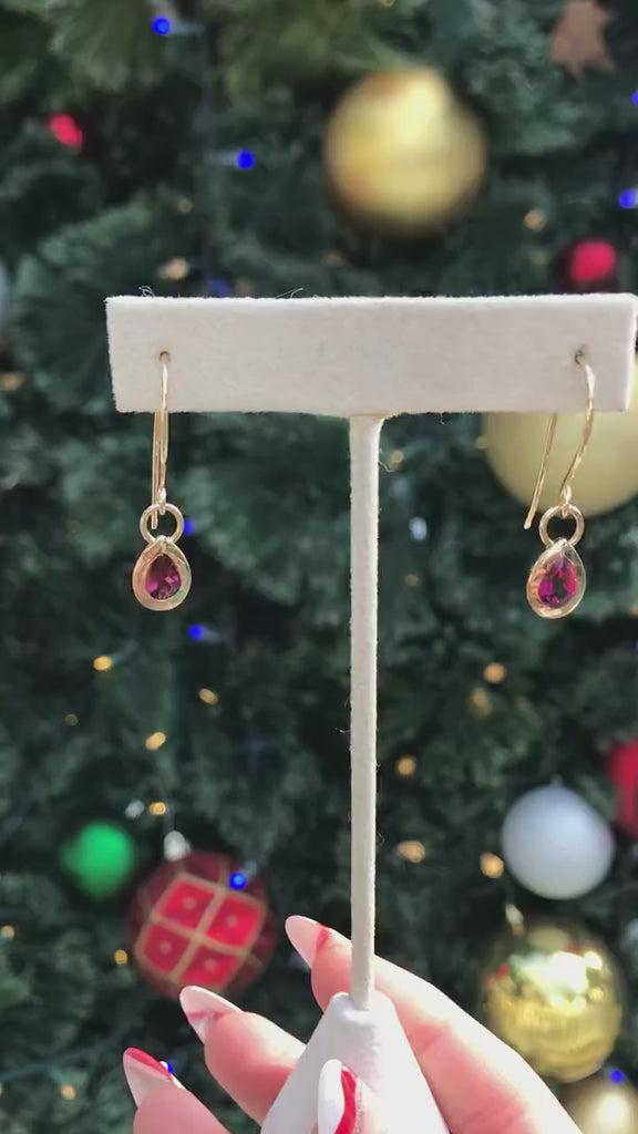 18k Gold Pink Tourmaline Earrings