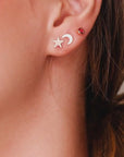 Tiny Star Studs 14k Solid Gold, Second Hole Studs