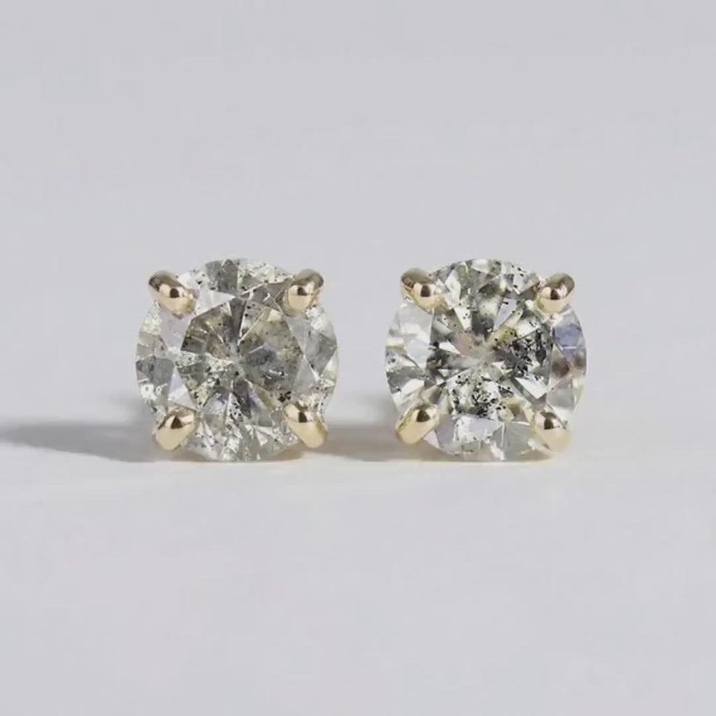0.20 Ct Salt and Pepper Diamond Earrings 14k Gold