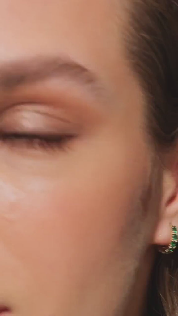 Emerald Hoop Earrings 14k Gold