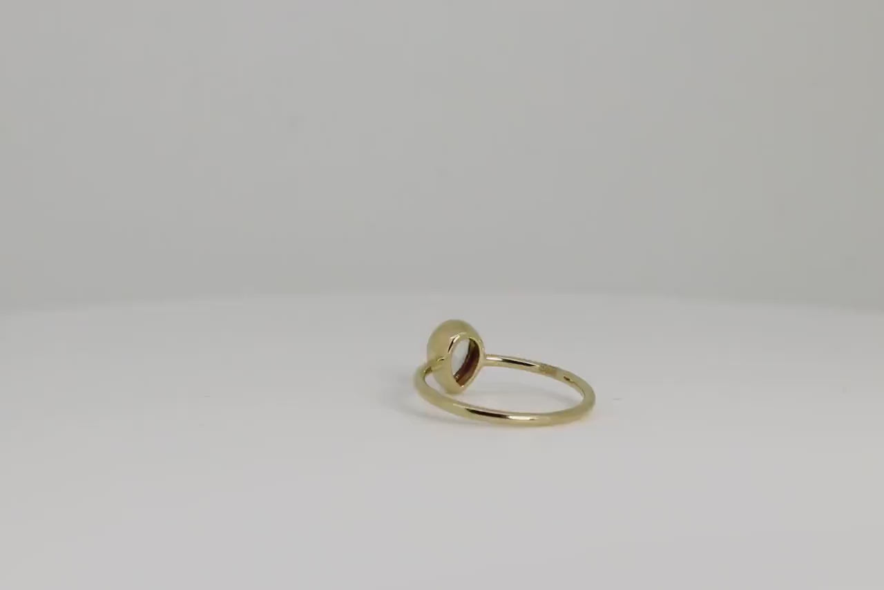 Pear Green Tourmaline Ring 14k Gold