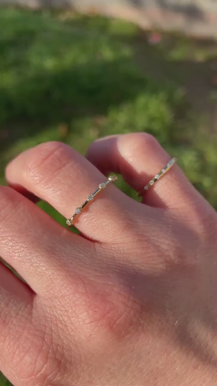 14k Gold 6 Diamond Band Ring