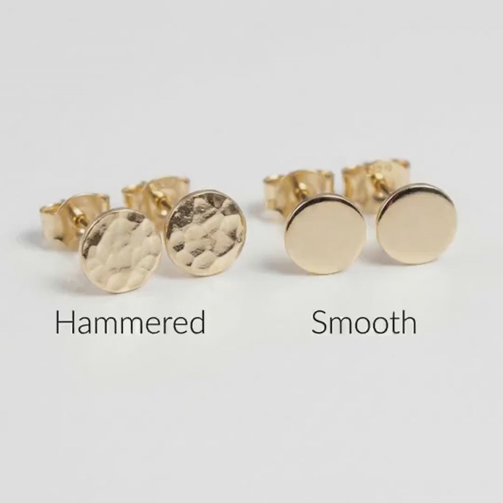 Tiny Gold Circle Earrings, Single or Pair Hammered Gold