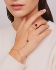 Pear Garnet Hand Chain Ring - Gold Slave Bracelet