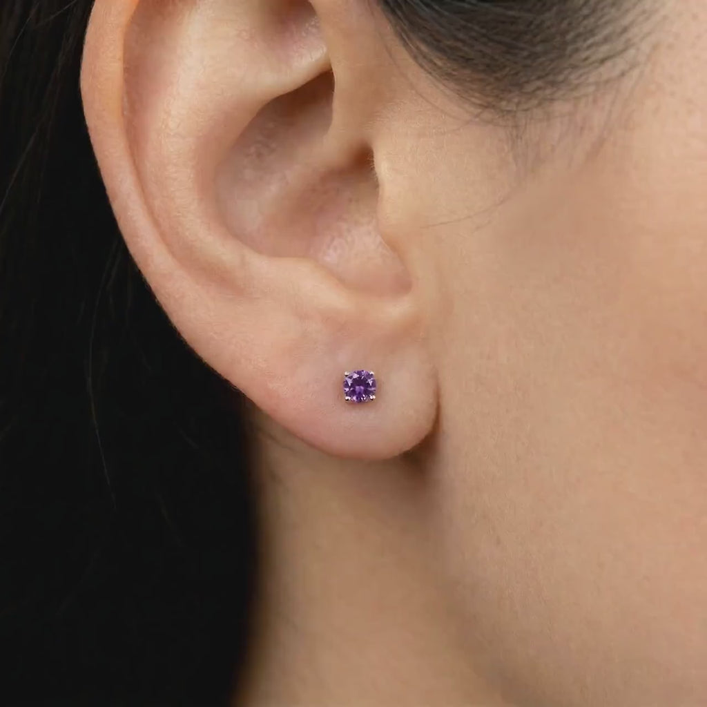 Amethyst Stud Earrings 14k Gold
