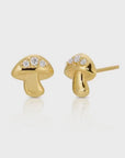 14k Gold Diamond Mushroom Earrings (SINGLE or PAIR)