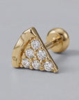 Tiny Pizza Slice Flat Back Earrings 14k Solid Gold -5 mm (SINGLE)