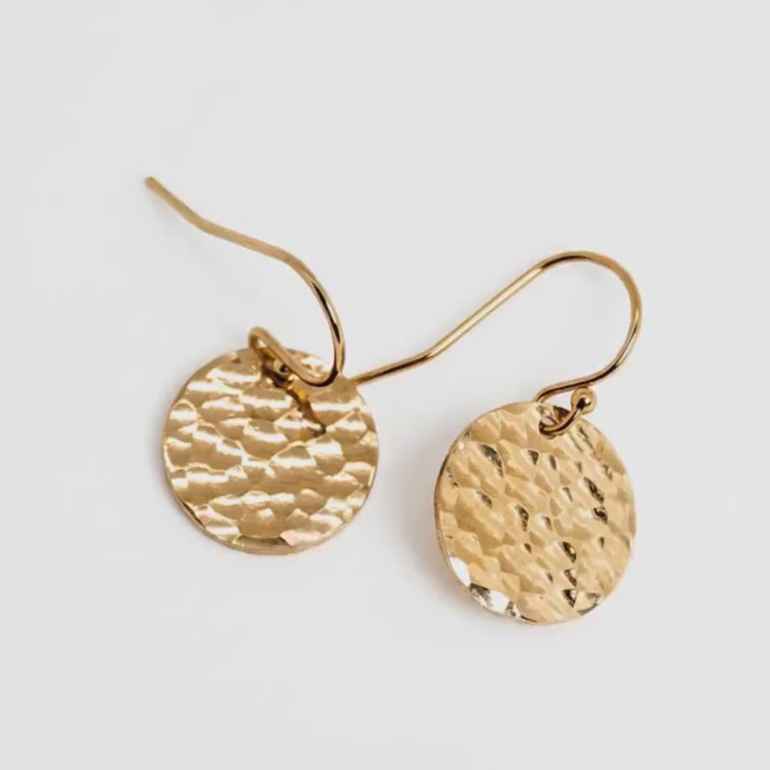 Hammered Dangle Drop Earrings in Gold Filled or Sterling Silver