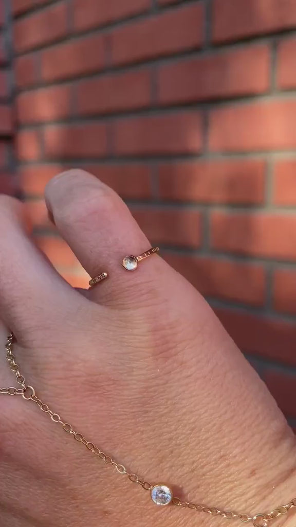 Gold Filled Pinky Promise Ring, 3mm Bezel Gemstone Open Ring